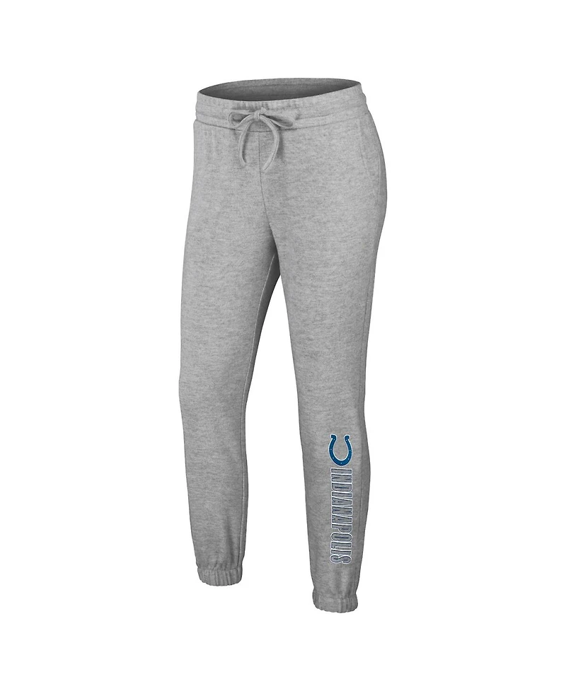 Wear by Erin Andrews Women's Heather Gray Indianapolis Colts Plus Knitted Tri-Blend Long Sleeve T-Shirt Pants Lounge Set