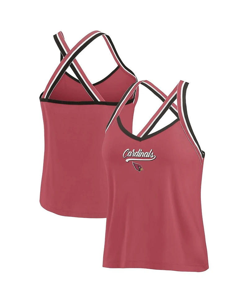 Wear by Erin Andrews Women's Cardinal Arizona Cardinals Cross Strap Tri-Blend Tank Top