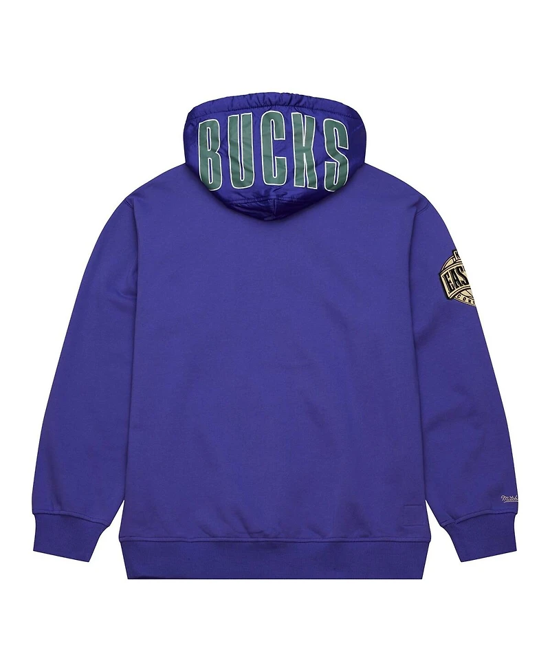 Mitchell & Ness Men's Purple Milwaukee Bucks Team Og 2.0 Vintage Logo Fleece Pullover Hoodie