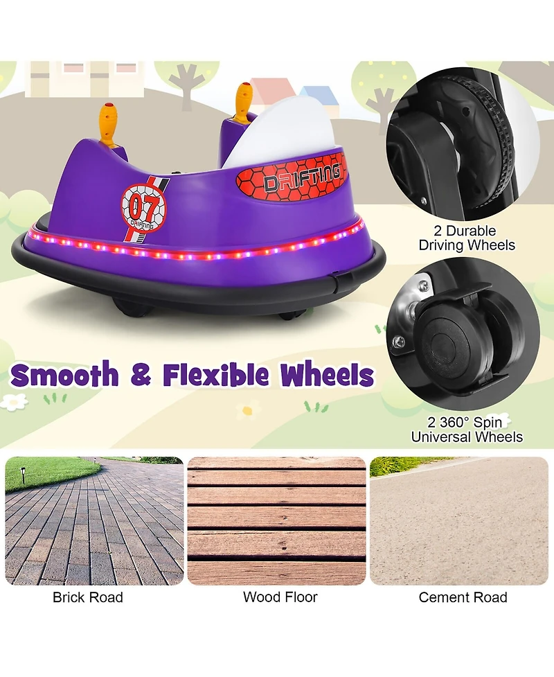 Gymax 12V Vehicle 360 Degree Spin Race Toy Kids Ride On Bumper Car w/ Remote Control Pink