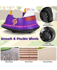 Gymax 12V Vehicle 360 Degree Spin Race Toy Kids Ride On Bumper Car w/ Remote Control Pink