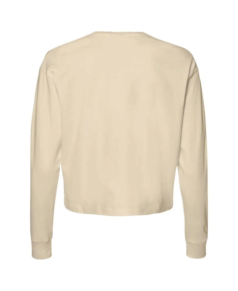 Image One Women's Natural Alabama Crimson Tide Comfort Colors Basketball Cropped Long Sleeve T-Shirt