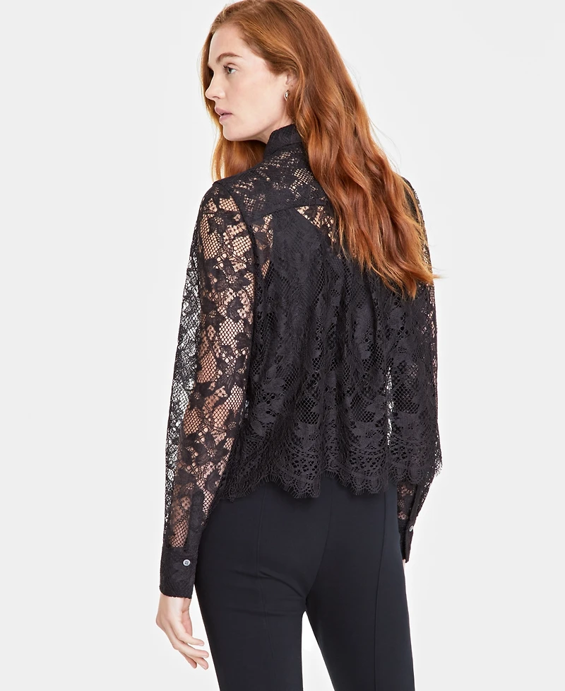 On 34th Women's Lace Button-Front Long-Sleeve Shirt, Created for Macy's