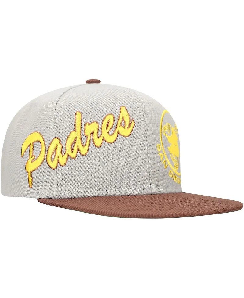 Mitchell & Ness Men's Gray/Brown San Diego Padres Knock Out Panel Snapback Hat