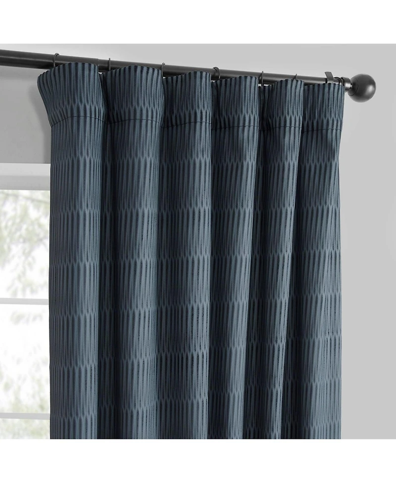 Half Price Drapes Deep Blue Abstract Lounge Embossed Velvet Room Darkening Curtain
