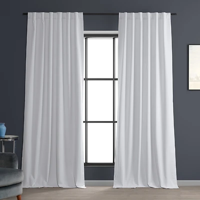 Half Price Drapes White Performance Linen Hotel Blackout Curtain