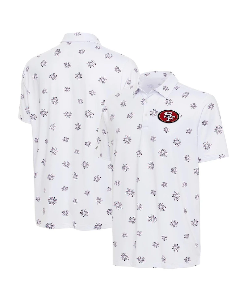 Antigua Men's White San Francisco 49ers Fireworks Polo