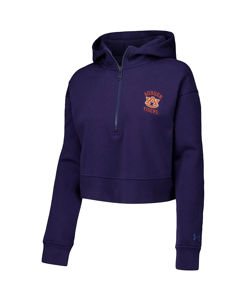 Under Armour Women's Navy Auburn Tigers Inline Modest Cropped Half-Zip Hoodie