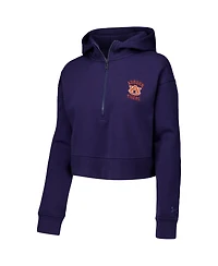 Under Armour Women's Navy Auburn Tigers Inline Modest Cropped Half-Zip Hoodie