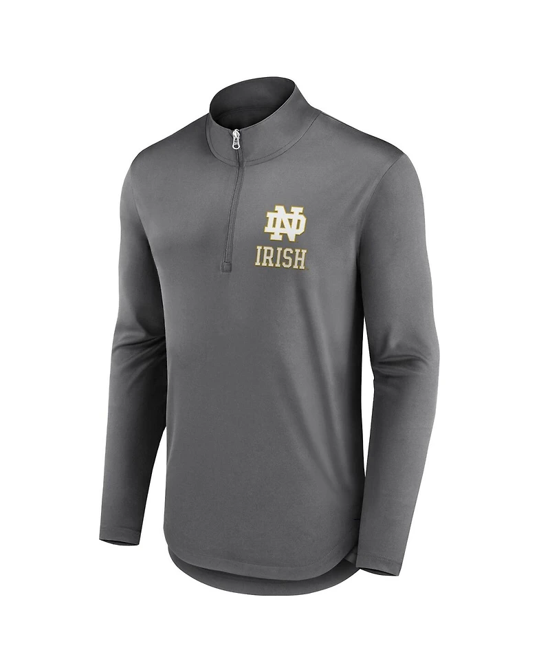 Fanatics Men's Gray Notre Dame Fighting Irish Tough Minded Quarter-Zip Top