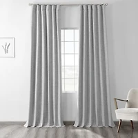 Half Price Drapes Millennial Grey Thermal Cross Linen Weave Blackout Curtain