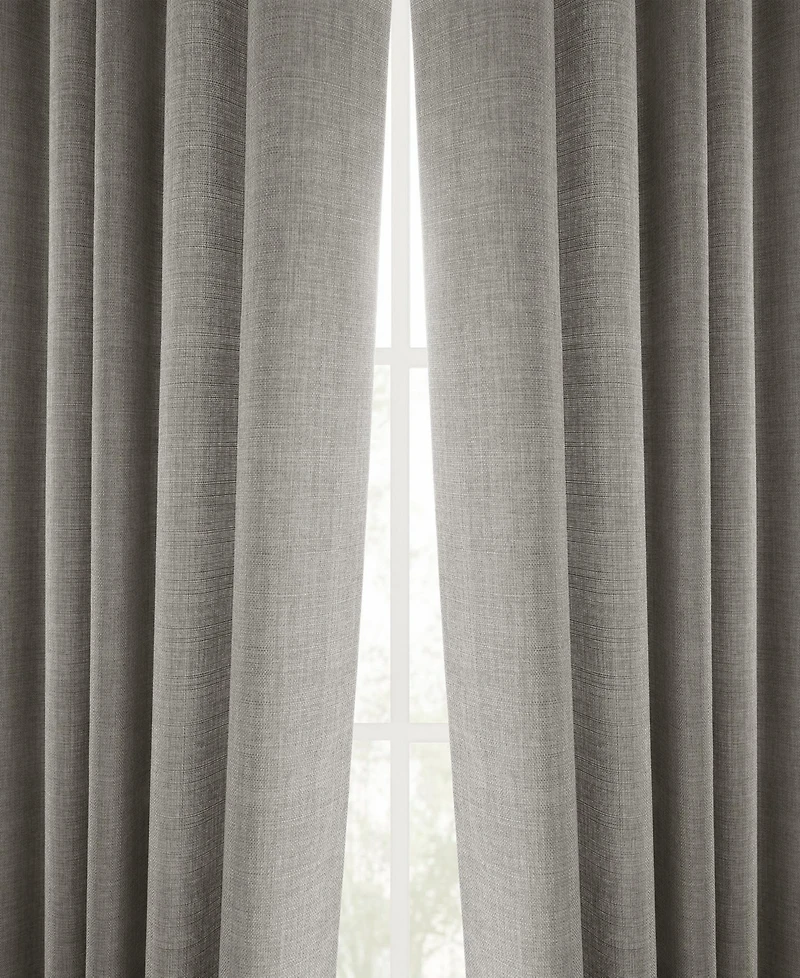 Half Price Drapes Fossil Grey Italian Faux Linen Room Darkening Curtain