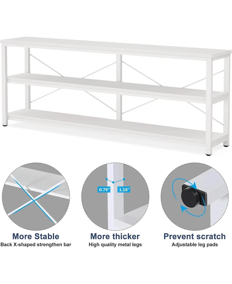 Tribesigns 71" Sofa Tables,Extra Long Couch Table, Narrow Long Console Table, Entryway Table,Sofa Table with 3 Tiers Storage Shelves