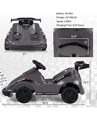 Gymax 6V Battery Powered Go Kart Kids Ride On 4 Wheel Racer Rc w/ Bumper & Music Pink
