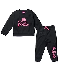 Barbie Little Girls French Terry Sweatshirt and Jogger Pants Set