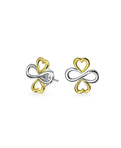 Bling Jewelry Ayllu Intertwine Symbol Heart Infinity Clover Stud Earrings Rose Gold Plated Sterling Silver
