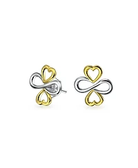 Bling Jewelry Ayllu Intertwine Symbol Heart Infinity Clover Stud Earrings Rose Gold Plated Sterling Silver