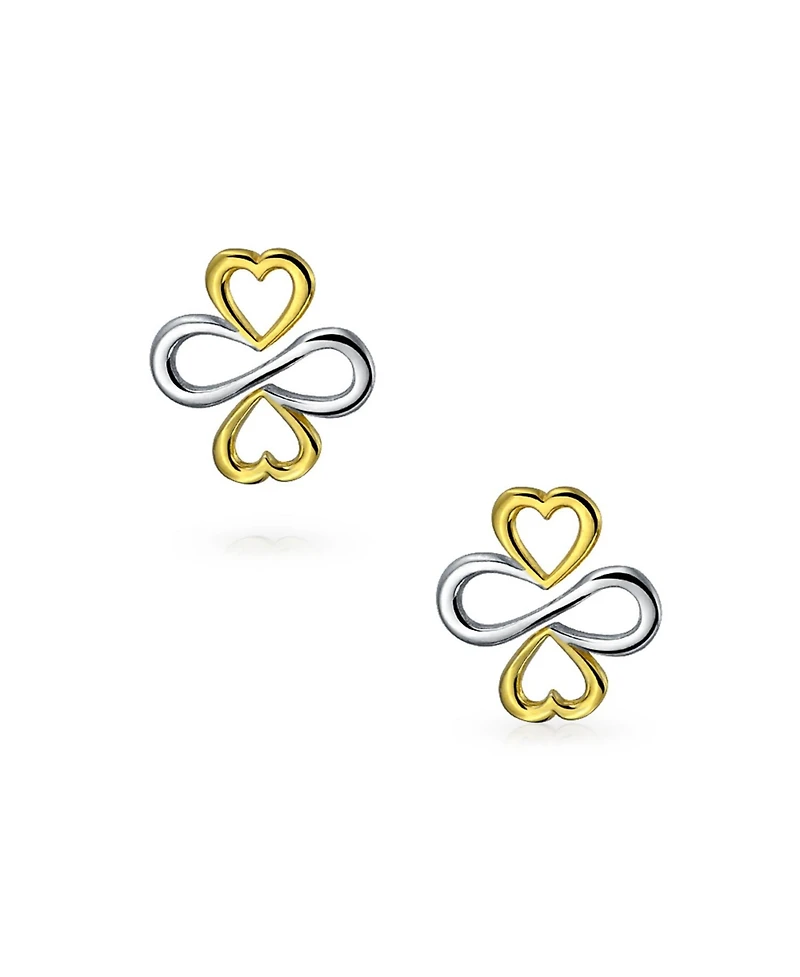 Bling Jewelry Ayllu Intertwine Symbol Heart Infinity Clover Stud Earrings Rose Gold Plated Sterling Silver