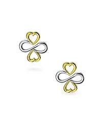 Bling Jewelry Ayllu Intertwine Symbol Heart Infinity Clover Stud Earrings Rose Gold Plated Sterling Silver