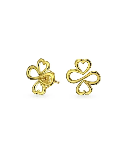 Bling Jewelry Ayllu Amulet Talisman Inspirational Intertwine Symbol Heart Infinity Clover For Love Luck Unity Stud Earrings Rose Gold Plated .925 Ster