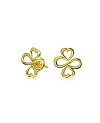 Bling Jewelry Ayllu Amulet Talisman Inspirational Intertwine Symbol Heart Infinity Clover For Love Luck Unity Stud Earrings Rose Gold Plated .925 Ster