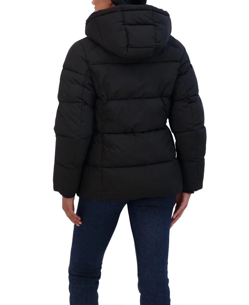 Sebby Collection Women's Short Hooded Stretch Puffer Jacket