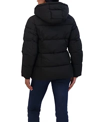 Sebby Collection Women's Short Hooded Stretch Puffer Jacket