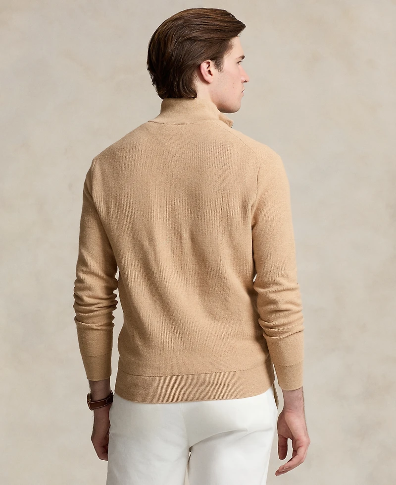 Polo Ralph Lauren Men's Mesh-Knit Cotton Quarter-Zip Sweater