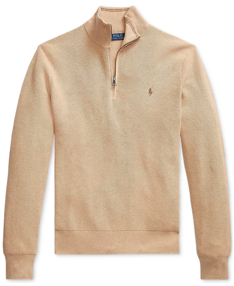Polo Ralph Lauren Men's Mesh-Knit Cotton Quarter-Zip Sweater