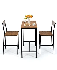 Sugift 3 Pieces Bar Table Set with 2 Stools