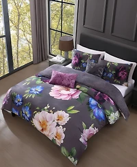 Bebejan Elegant Blossoms Bedding 100% Cotton 5 Piece Queen Size Reversible Comforter Set