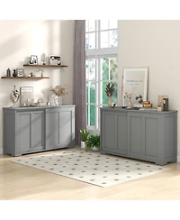 Sugift Sideboard Buffet Cupboard Storage Cabinet with Sliding Door