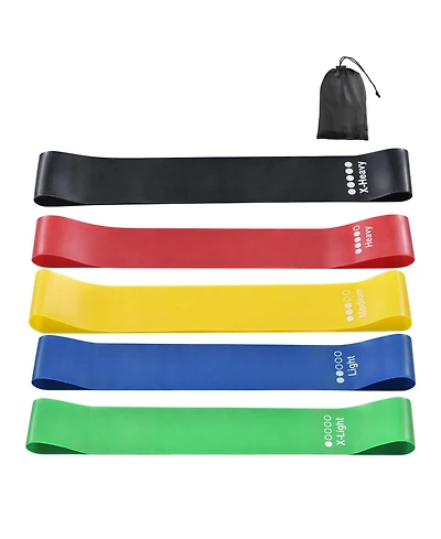 Yescom 5 Pack Resistance Loop Bands Set Workout Fitness Latex Bands Gym Home Yoga 80Lbs