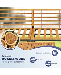 Sugift 6 Piece Patio Acacia Wood Conversation Sofa Set with Ottomans and Coffee Table