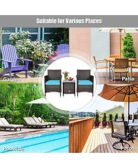 Sugift 3 Pieces Ergonomic Wicker Patio Conversation Set