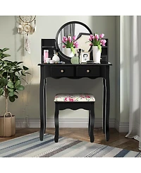 Sugift Makeup Vanity Table Set with 360° Pivoted Round Mirror
