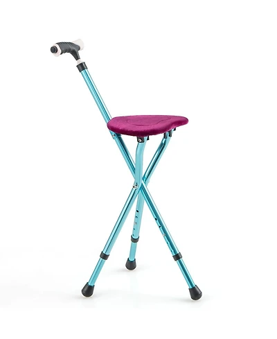 Givimo Lightweight Adjustable Folding Cane Seat with Light-Black