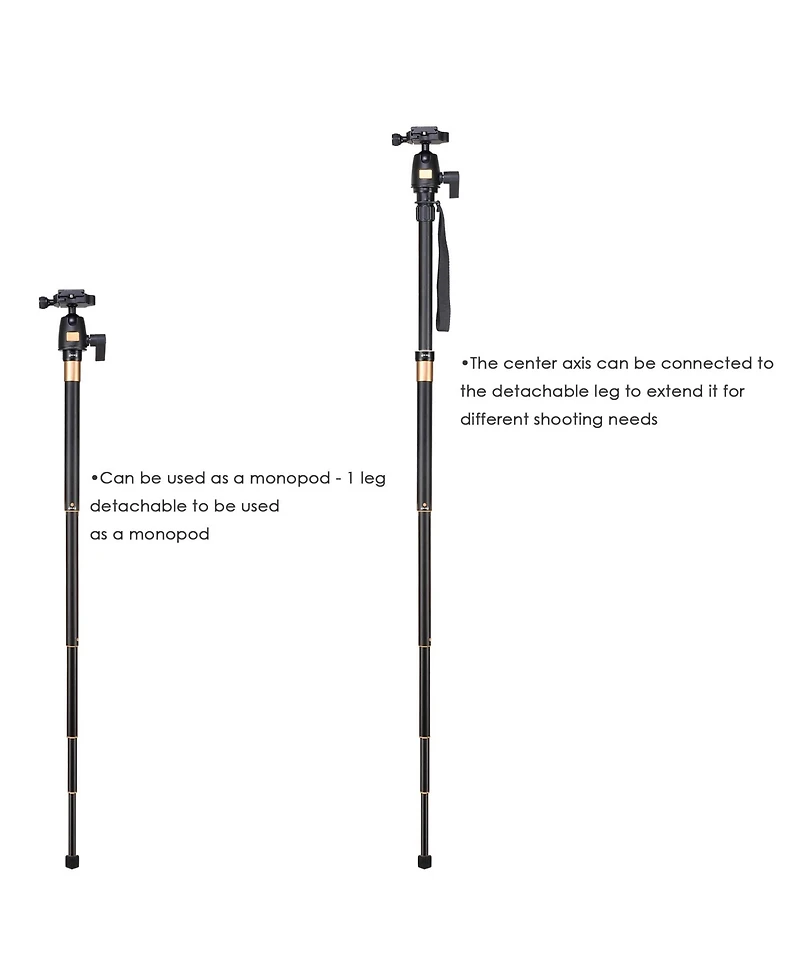 60" Professional Dslr Camera Tripod Monopod w/ Ball Head Pocket Travel Aluminum 60"