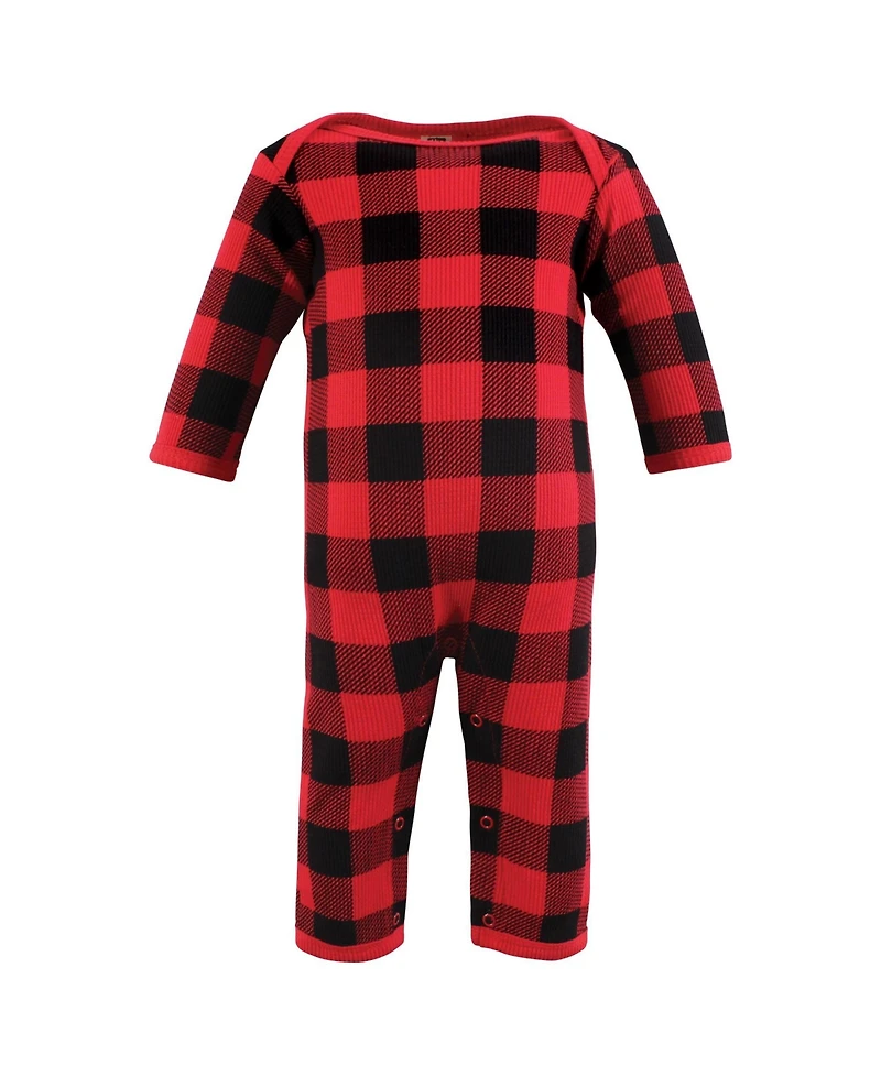 Hudson Baby Boys Thermal Coveralls 2pk, Football, 18-24 Months