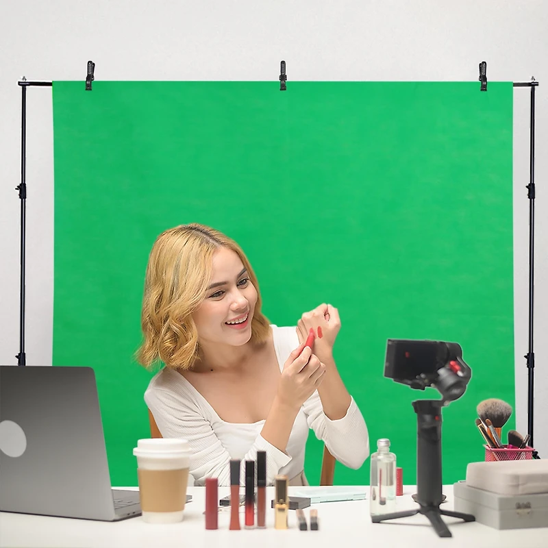 7x10Ft Backdrop Support Stand Kit Non-woven Backdrop Green Photography Video