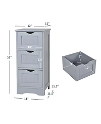 Bathroom Floor Cabinet Freestanding Storage Organizer w/ 3 Drawers