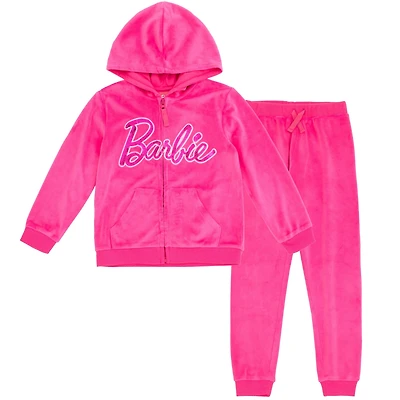 Barbie Toddler Girls Velour Matching Family Zip Up Hoodie & Pants Outfit Set Adult