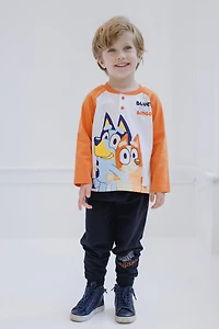 Bluey Toddler Boys Henley T-Shirt and French Terry Pants