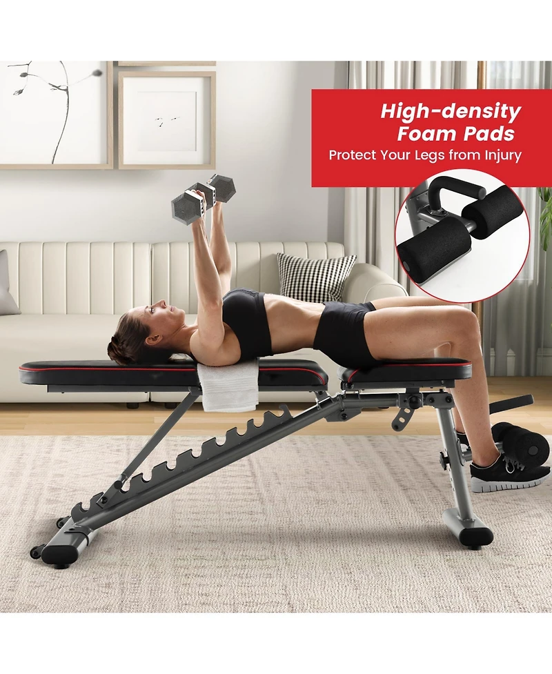 Sugift 660 Lbs Strength Training Bench with 10 Back and 3 Seat for Full Body Workout-Black