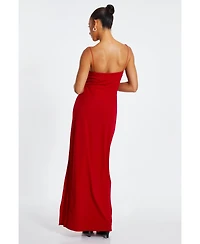 Quiz Women's Womens's Scuba Crepe Floral Trim Strap Maxi Dress
