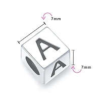 Bling Jewelry Alphabet Initial Square Block Letter Bead Charm .925 Sterling Silver