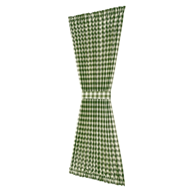Kate Aurora Plaid Country Farmhouse French Door Curtain Panel With Matching Tieback