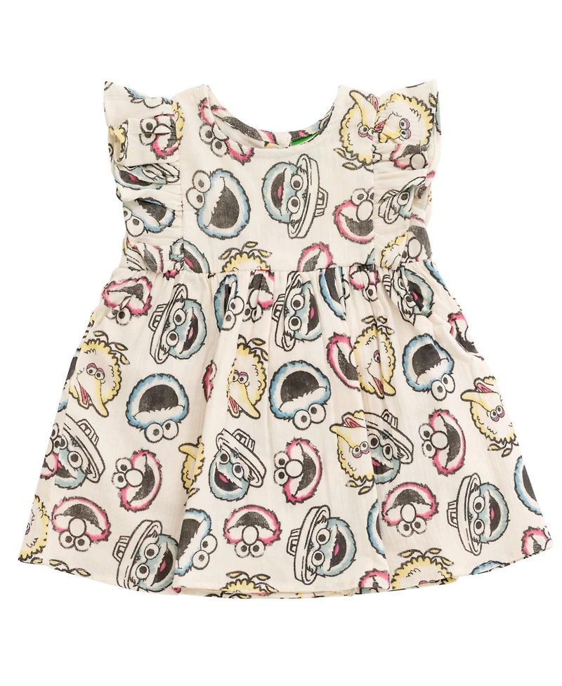 Sesame Street Baby Girls Cotton Gauze Matching Family Short Overalls
