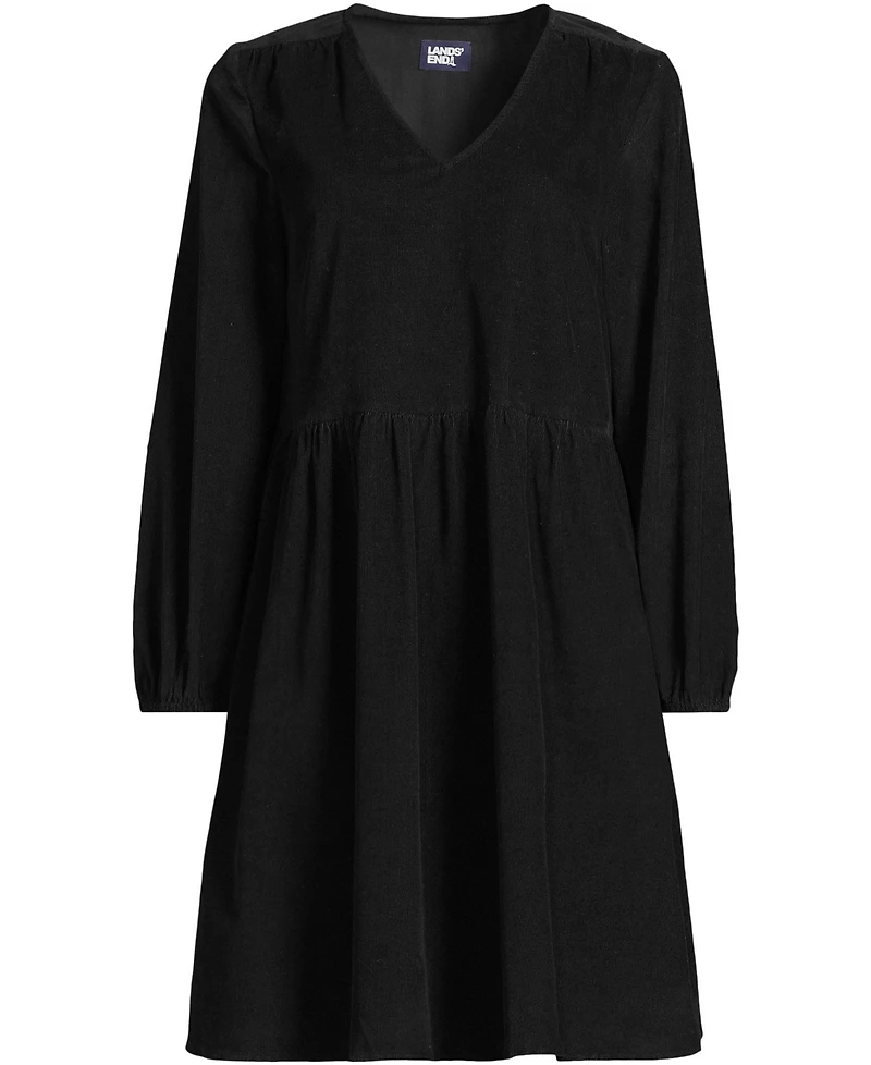 Lands' End Women's Pinwale Cord V Neck Dress