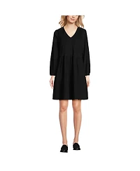 Lands' End Women's Pinwale Cord V Neck Dress